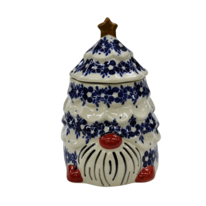 Gnome Christmas tree ceramic container with lid (A523 D51)   