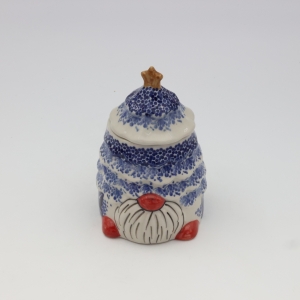 Gnome Christmas tree ceramic container with lid (A523 D108)